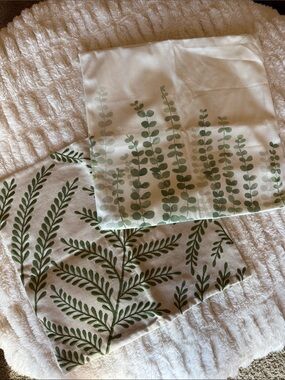 Botanical Green Leaf Pillow Covers - Set of 2
